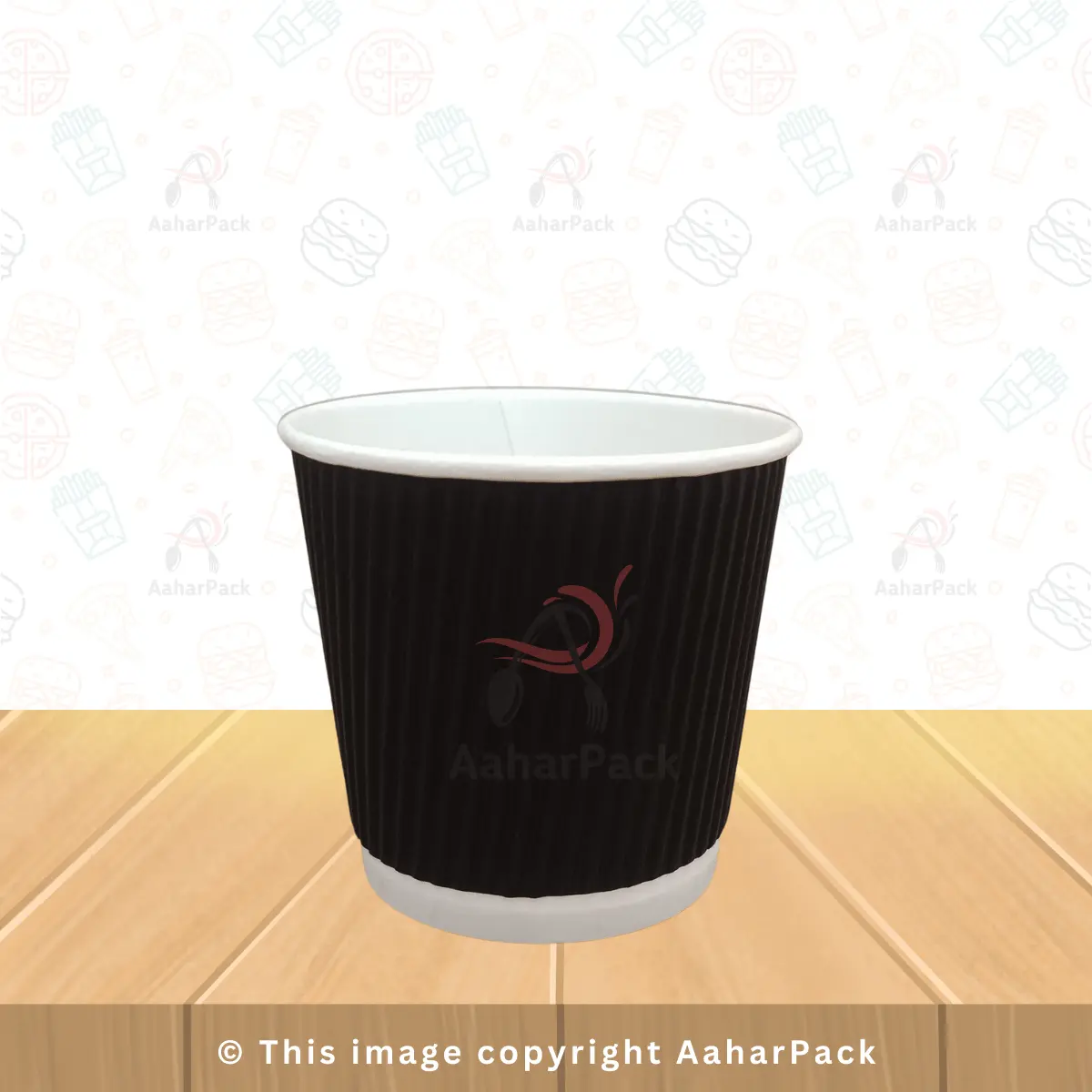 130 ML (4oz) Ripple Wall Black Paper Cups – Small Disposable Hot Drink Cups | Pack of 1000